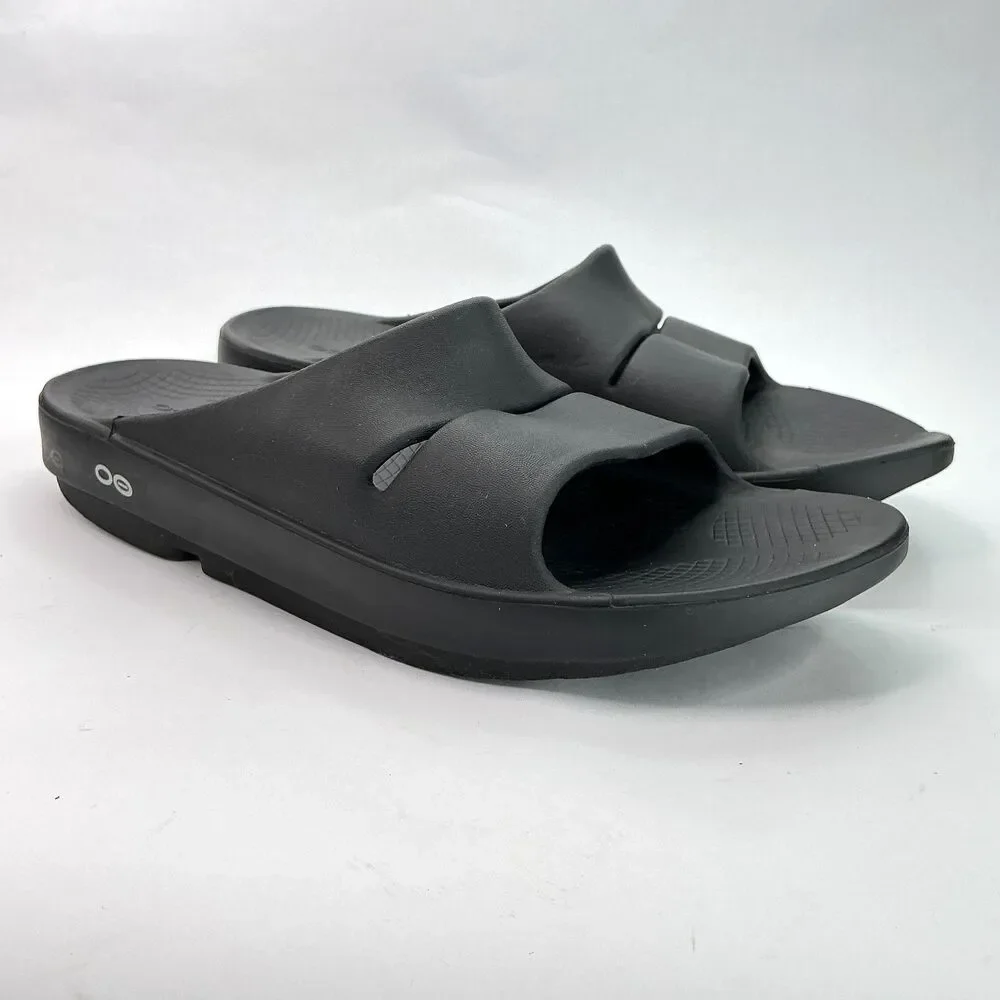 OOFOS OOahh Sport Slide Sandals Mens 10 Womens 12 Comfort Orthopedic Shoes Black